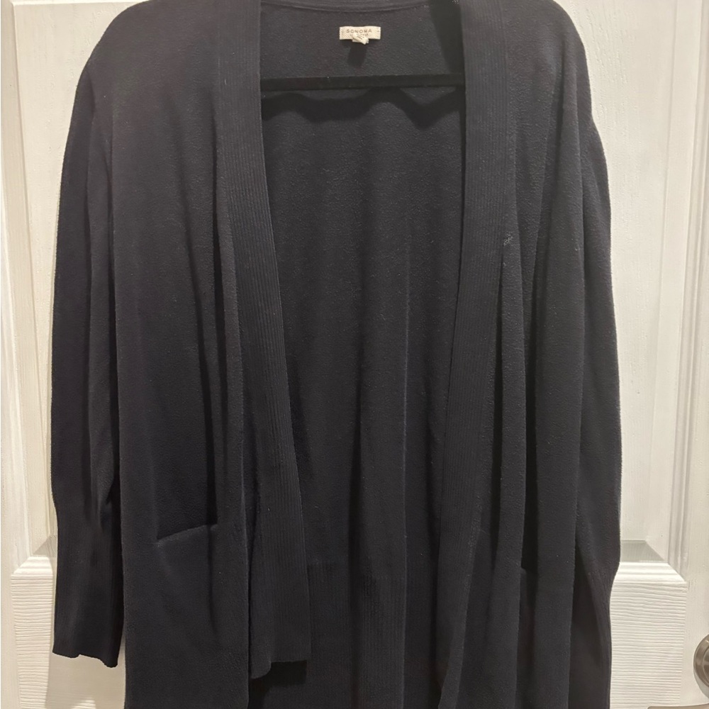 Sonoma Black Cardigan Sweater Relaxed Open Front